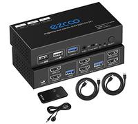 HDMI KVM Switch Dual Monitor 4K 60Hz USB 3.0 2 porte con Hotkey 18Gbps HDCP2.3 2x HDMI Display esteso Condividi 2 PC con una tastiera Mous HDR D-olby Vision VRR Telecomando IR