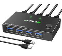 HDMI Switch KVM 2 PC 1 Monitor 4K@60Hz, USB KVM Switch für 2 Desktop oder Laptop die Teilen 1 Monitor und Tastature Mouse Stampante, Plug and Play, 2 Cavi USB