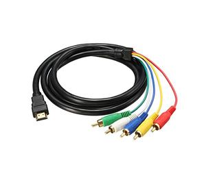 HDMI to 5 RCA Cable Maschio to Audio Video AV Conversion Line Cord Adapter Transmitter per HDTV Dvd HD 1080P 5ft 1.5m Black
