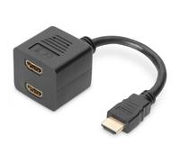 HDMI Y-splitter cable, type A -2xtype A M/F, 0.2m, passiv, Full HD, gold, bl