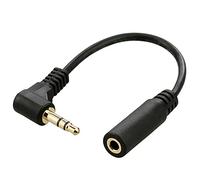HDMIHOME - Cavo di prolunga audio stereo da maschio a femmina, angolo retto di 90 gradi, con 3 poli, 10 cm, colore: Nero