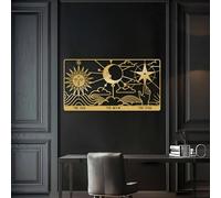 HDMOZUYT Decorazione murale in Metallo Ispirata ai tarocchi con Sole, Luna e Stelle, a Tema Celeste, Arte mistica astrologica da Appendere in Soggiorno, Camera da Letto e Ufficio