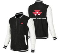 HDOEHLXF Bomber Da Uomo Con Cerniera Intera Stampa Massey Ferguson Giacche Da Corsa Color Block Giacche A Vento Casual Giacche Da Baseball Sottili Antivento Da Lavoro-White+Black||4x_l