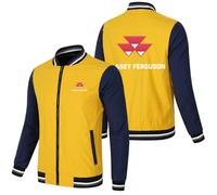 HDOEHLXF Bomber Da Uomo Con Cerniera Intera Stampa Massey Ferguson Giacche Da Corsa Color Block Giacche A Vento Casual Giacche Da Baseball Sottili Antivento Da Lavoro-Yellow||xx_l
