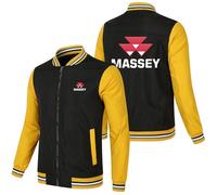 HDOEHLXF Bomber E Felpe Da Uomo Stampa Massey Ferguson Cappotti Con Cerniera Intera Colletto Alla Coreana Giacca A Vento Leggera Da Baseball Da Lavoro Casual E Con Tasche-Black||4x_l