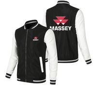 HDOEHLXF Bomber E Felpe Da Uomo Stampa Massey Ferguson Cappotti Con Cerniera Intera Colletto Alla Coreana Giacca A Vento Leggera Da Baseball Da Lavoro Casual E Con Tasche-White+Black||4x_l