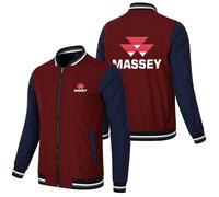 HDOEHLXF Bomber E Felpe Da Uomo Stampa Massey Ferguson Cappotti Con Cerniera Intera Colletto Alla Coreana Giacca A Vento Leggera Da Baseball Da Lavoro Casual E Con Tasche-Wine Red||4x_l