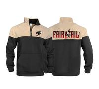 HDOEHLXF Felpa con Zip da Uomo Stampa Fairy Tail Maglione Casual T-Shirt A Maniche Lunghe Felpa in Pile Pullover con Zip A Un Quarto E Tasca Maglione Caldo Invernale-Black||XX_l