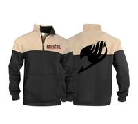 HDOEHLXF Felpa in Pile da Uomo con Stampa Fairy Tail Maglione con Collo A Polo E Zip A Un Quarto Manica Lunga Caldo Pullover Invernale Leggero Abbigliamento da Lavoro-Black||XX_l