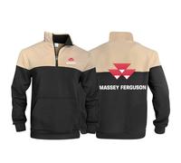 HDOEHLXF Felpa in Pile da Uomo Stampa Massey Ferguson Maglione con Collo A Polo E Zip A Un Quarto Manica Lunga Caldo Pullover Invernale Sportivo E per Il Tempo Libero-Black||m