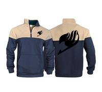 HDOEHLXF Felpa Invernale da Uomo con Zip E Collo con Stampa Fairy Tail Maglione Caldo A Maniche Lunghe Felpa Leggera in Pile Abbigliamento Sportivo E da Lavoro con Tasca-Blue||XX_l