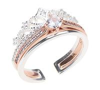 HDOYTXXM 2 anelli personalizzati a forma di corona da principessa, delicati, regolabili, aperti, anelli di fidanzamento con coda aperta