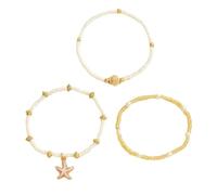 HDOYTXXM 3 Pezzi Della Boemia Collana/Bracciale Per Le Donne Stella Pesce Ciotola Gioielli Spiaggia Accessori Regolabile In Impilati Marina Shell Collana Donne, misura unica, come descritto, come