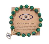 HDOYTXXM Bracciale Rigido Unico Malocchio Plan con Perline Pietra equide Canina e Catena Miscela Permanente per Adulti Bracciale in Pietra equide per Occasioni Multiple