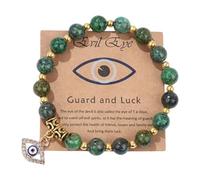 HDOYTXXM Bracciale Rigido Unico Malocchio Plan con Perline Pietra equide Canina e Catena Miscela Permanente per Adulti Bracciale in Pietra equide per Occasioni Multiple