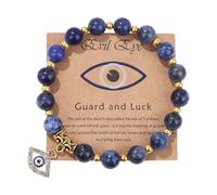 HDOYTXXM Bracciale Rigido Unico Malocchio Plan con Perline Pietra equide Canina e Catena Miscela Permanente per Adulti Bracciale in Pietra equide per Occasioni Multiple