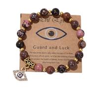 HDOYTXXM Bracciale Rigido Unico Malocchio Plan con Perline Pietra equide Canina e Catena Miscela Permanente per Adulti Bracciale in Pietra equide per Occasioni Multiple