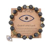HDOYTXXM Bracciale Rigido Unico Malocchio Plan con Perline Pietra equide Canina e Catena Miscela Permanente per Adulti Bracciale in Pietra equide per Occasioni Multiple