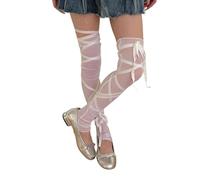 HDOYTXXM Donne Elegante Maglia Caviglieri Scaldacollo Con Cinturino Regolabile Sopra Ginocchio Calze Lunghe Delle Donne Stile Balletto Maniche, bianco, Taglia unica
