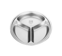 HDOYTXXM Piatto rotondo in acciaio inox, 28 cm, con scomparti multipli per alimenti, per case, cucina, forno a microonde, sala da pranzo