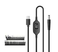 HDOYTXXM Potente Cavo da 140 W PD3.1 Compatibile da Tipo C a DC5525 con Controllo della Tensione Regolabile e Cavo visualizzazione della Tensione dello Schermo Digitale