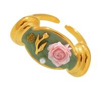 HDOYTXXM Romantik Drop Oil Rose Perle Aperto Regolabile Anelli In Acciaio Inox Gioielli Goccia Accessori Per Le Donne Regalo Elegante Anello Fiore Di Rosa Per Le Donne, come descritto