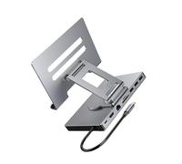HDOYTXXM Supporto pieghevole girevole per laptop con adattatore di tipo C, 100 W, ricarica RJ45, porta di rete 3, 5 mm, connettore di calore e scarico, adattatore USB C, con supporto