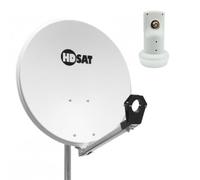 HDSAT - Parabola satellitare in Alluminio, 60 cm, Ideale per Astra EUTELSAT + LNB Single HD