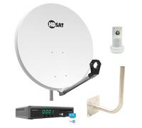 HDSAT Set Parabola Acciaio 80 cm + OPTEX Ricevitore ORS9939HD Fransat + Braccio angolato di scarico 30 cm Diametro 40 mm + Testa LNB