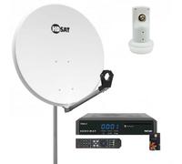 HDSAT Set parabola satellitare in acciaio 80 cm + LNB singolo + ricevitore TNTSAT