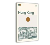 HDSDA Hong Kong China Travel Canvas Poster per camera da letto, decorazione per ufficio, camera da letto, regalo, 20 x 30 cm