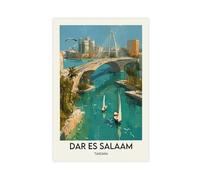 HDSDA Poster artistico retrò su tela, motivo: Dar Es Salaam, decorazione per camera da letto, ufficio, camera da letto, regalo, 60 x 90 cm