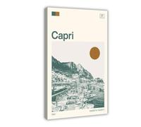 HDSDA Poster su tela con isola di Capri, decorazione per camera da letto, ufficio, stanza, regalo, 50 x 75 cm