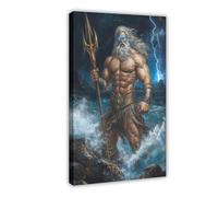 HDSDA Poster su tela con Poseidone nella mitologia greca, decorazione per camera da letto, ufficio, camera da letto, regalo, 60 x 90 cm
