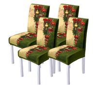 HDSDVNON Coprisedia Elastico Stampato for Le Feste, 2/4/6 Pezzi, Lavabile in Lavatrice, Accessorio Essenziale for la Decorazione della casa.(Brown,4 Set)