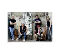 HDSHJFIK Poster decorativo da parete su tela con autografo del gruppo rock classico ACDC Members dal vivo, poster decorativo moderno per camera da letto, 50 x 75 cm