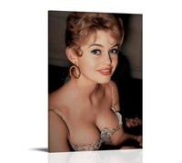 HDSHJFIK Poster decorativo da parete su tela con Brigitte Bardot, vintage, con attrice di bellezza, stampa moderna, per camera da letto, per camera da letto, 50 x 75 cm