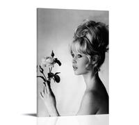 HDSHJFIK Poster decorativo da parete su tela con stampa di Brigitte Bardot, squisita ragazza e fiori, stampa moderna, per camera da letto, 30 x 45 cm