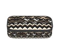 HDSKFNS Astuccio portamatite con stampa a zig-zag, colore: nero/bianco/marrone chiaro, grande capacità, ideale per lavoro e viaggi