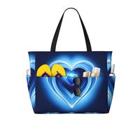 HDSKFNS Baby Blue Heart Print Ogni borsa da viaggio Grande Capacità Tote Bags Pieghevole Pool Bag Zipper Borse Vacanza
