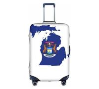 HDSKFNS Bandiera dello Stato del Michigan Mappa Stampa Copertura per Valigia per Bagaglio, Valigia, Copertura per Bagaglio, da Viaggio Adatto per Valigie da 45-81 cm, Bianco, XL