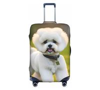 HDSKFNS Bichon Frise Dog On The Grass Print - Copertura per valigie da viaggio, adatta per valigie da 45-81 cm, bianco, Small