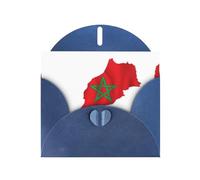 HDSKFNS Biglietti di auguri con stampa della mappa della bandiera del Marocco, 15,2 x 10,2 cm, biglietti di carta perlata con buste, per compleanno, matrimonio,