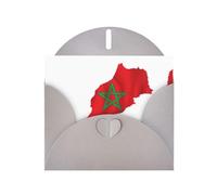 HDSKFNS Biglietti di auguri con stampa della mappa della bandiera del Marocco, 15,2 x 10,2 cm, biglietti di carta perlata con buste, per compleanno, matrimonio,