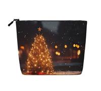 HDSKFNS Borsa cosmetica con stampa albero di Natale incandescente per le donne Borsa per il trucco da viaggio con cerniera ideale per l'uso quotidiano in viaggio