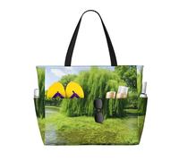 HDSKFNS Borsa da viaggio con stampa di albero di salice di grande capacità, borsa pieghevole da piscina con cerniera, per vacanze