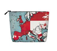 HDSKFNS Borsa per cosmetici con stampa astratta polacca Map02 con bandiera polacca da donna, borsa per il trucco da viaggio con cerniera, ideale per uso quotidiano e viaggi, nera, taglia unica