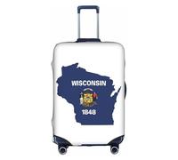 HDSKFNS Custodia per valigia stampata bandiera dello Stato del Wisconsin per valigie da 45,7 a 81,3 cm, bianco, M