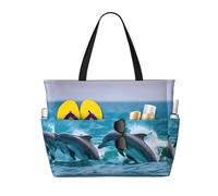 HDSKFNS Delfini nel mare stampa ogni borsa da viaggio Borse di grande capacità Borsa da piscina pieghevole Borsa da piscina con cerniera Borse Vacanza