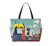 HDSKFNS I Love London Print Each Travel Bag Large Capacity Tote Bags Pieghevole Pool Bag Zipper Borse Vacanza